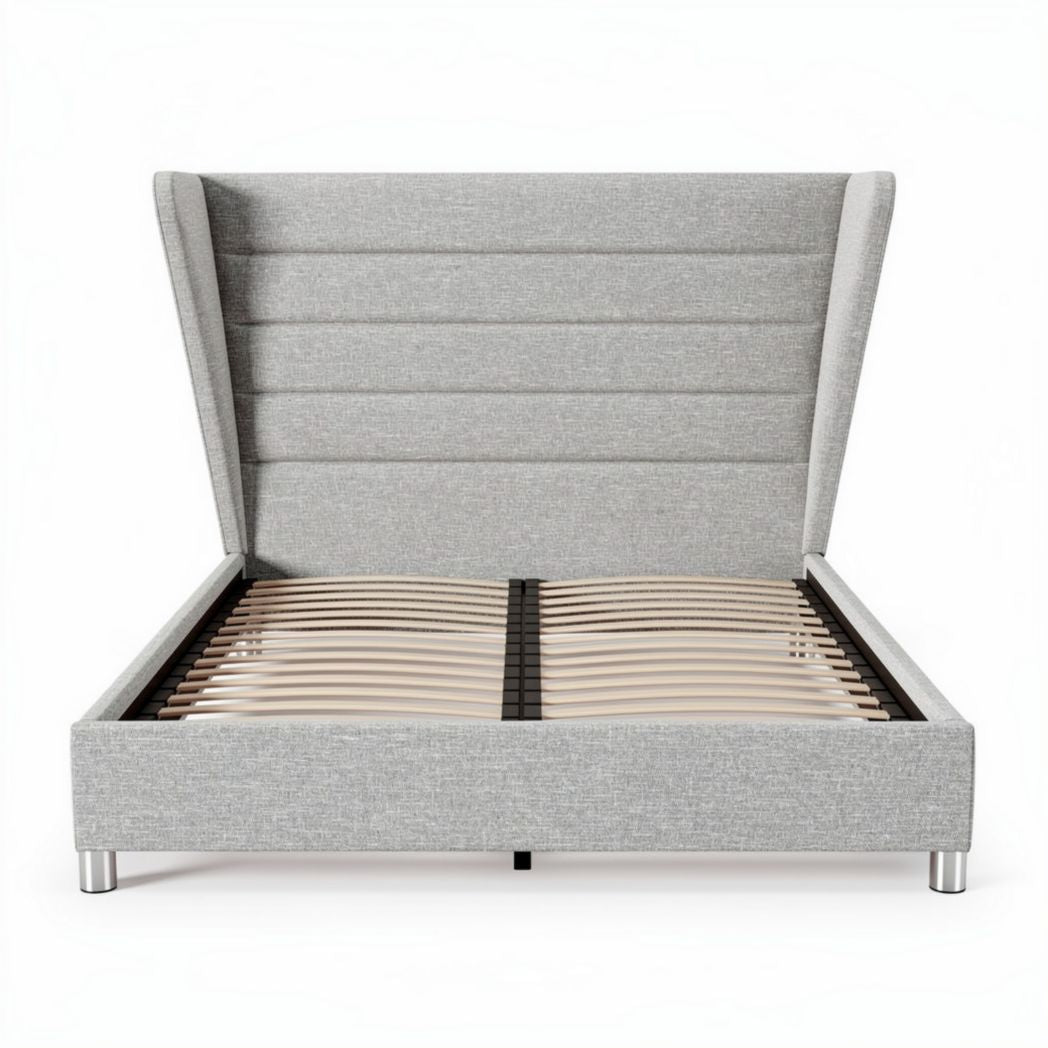 Fabric upholstered bed frame with storage - 200 x 160 x 100cm