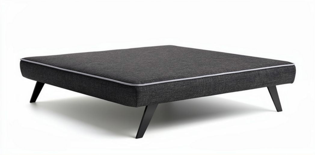 Platform bed frame with fabric upholstery in black - 200 x 200 x 30cm