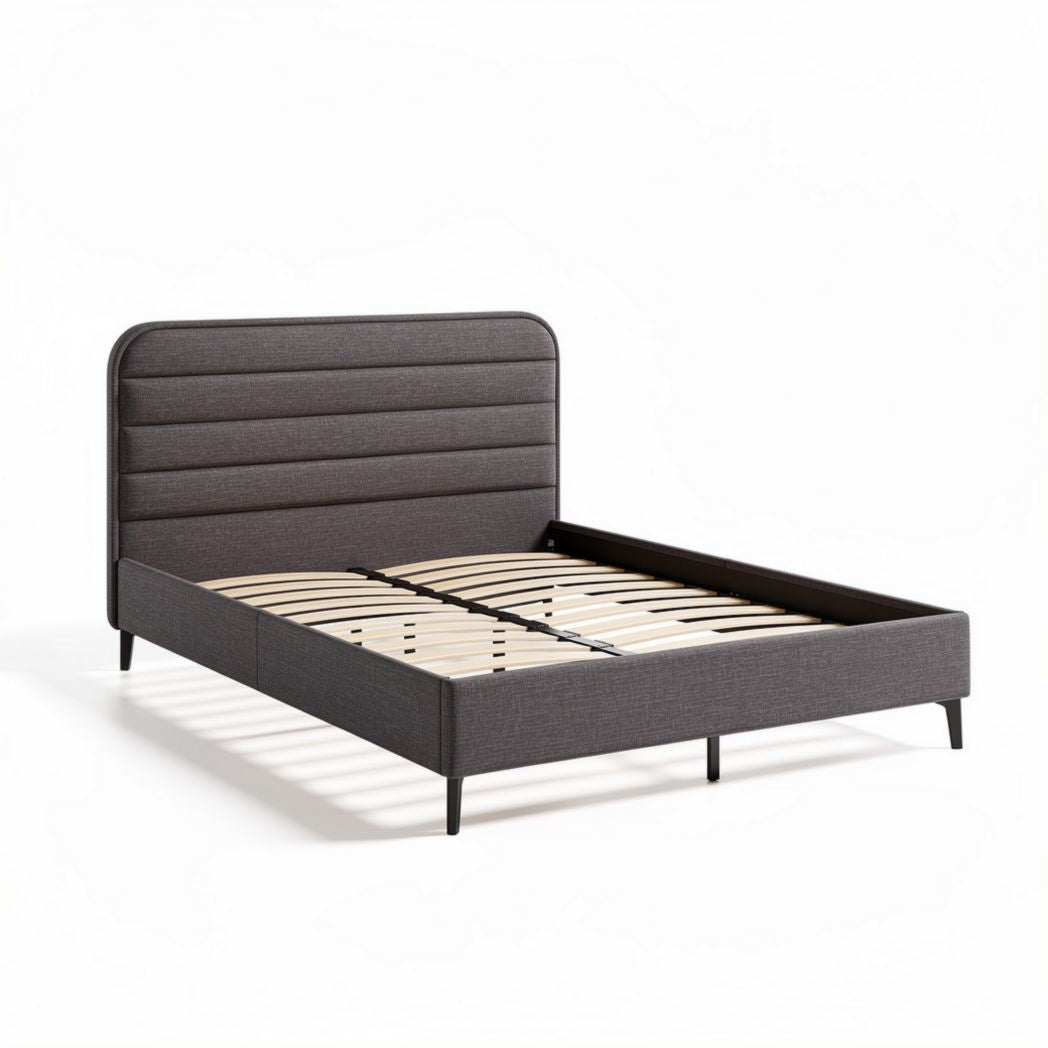 Upholstered bed frame with wooden slats - 200 x 160 x 35cm