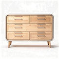 Wooden dresser with six drawers for bedroom organization - 120 x 50 x 80cm