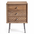 Wood and metal nightstand with three drawers - 45 x 40 x 60cm