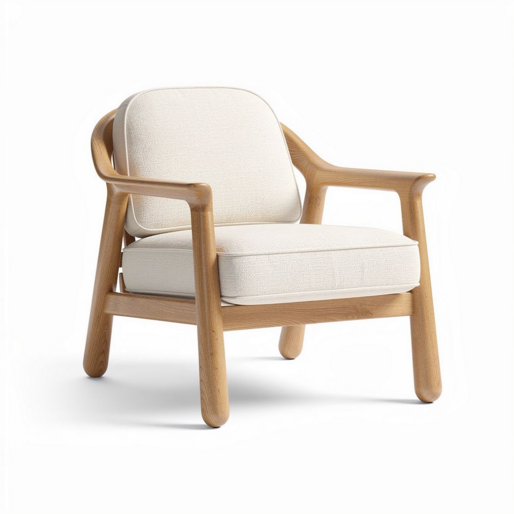 Wooden armchair with soft cushion for living room - 80 x 75 x 80cm