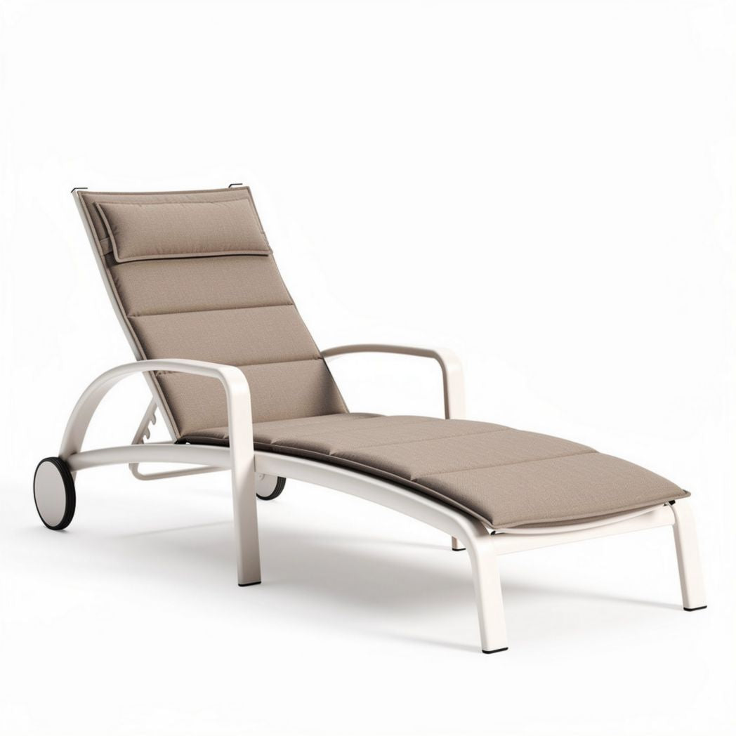Aluminum outdoor reclining lounge chair with fabric cushion - 200 x 70 x 90cm