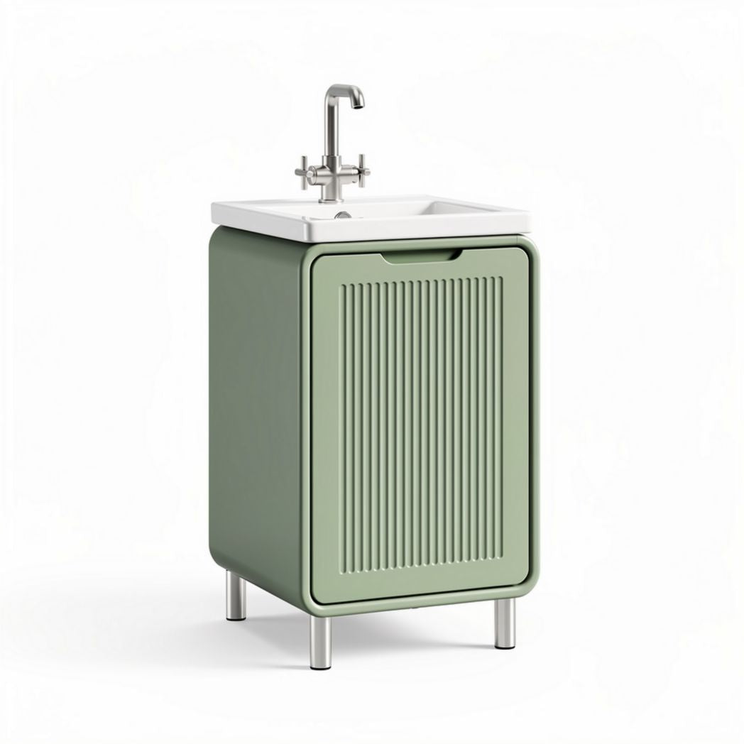 Green bathroom cabinet with sink - plastic, 50 x 40 x 85cm