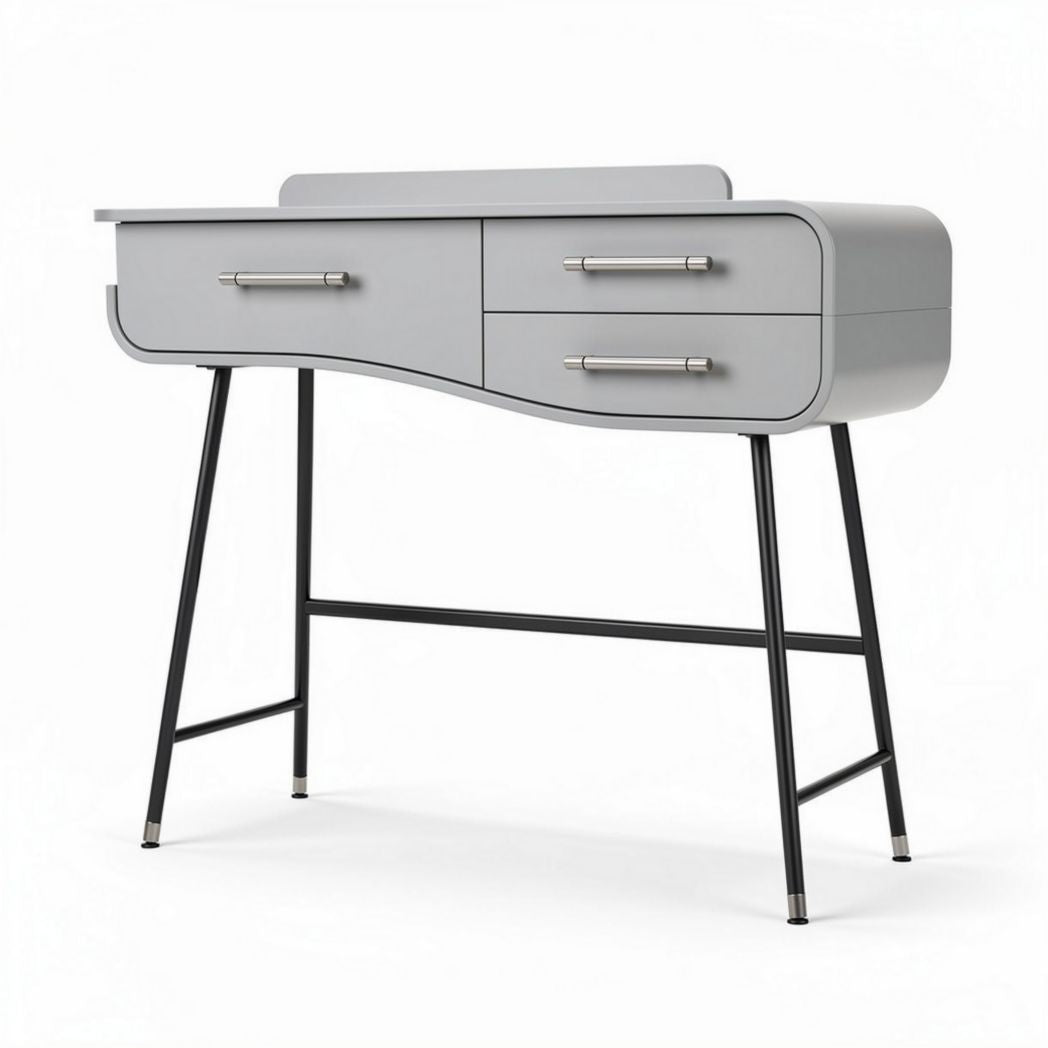 Modern desk with two drawers - metal and wood construction, 90 x 45 x 75cm